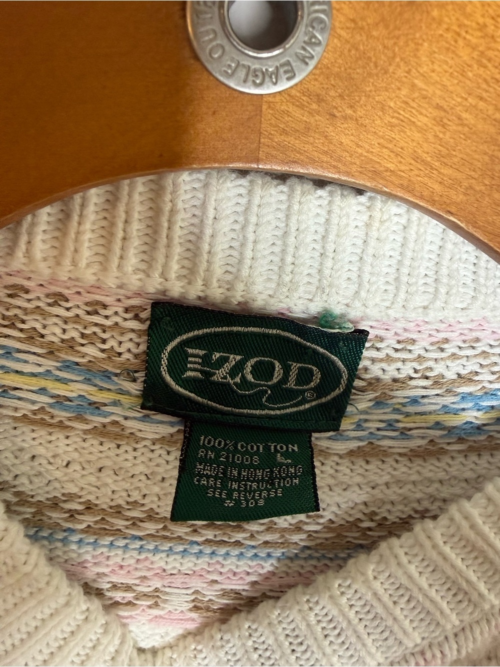 Vintage Izod sweater women’s large knit striped colorful pastel grannycore - Picture 3 of 4